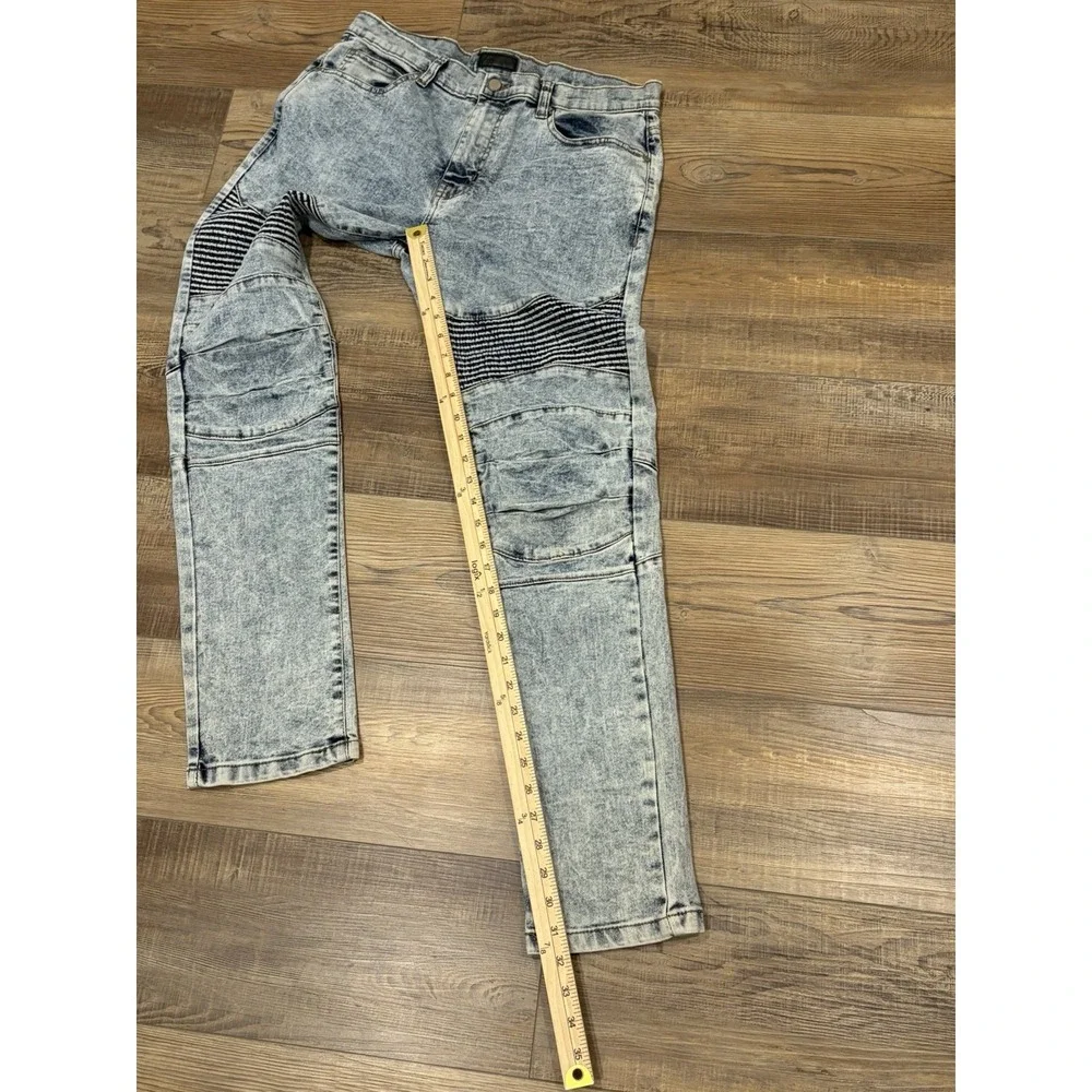 Steve's Jeans Men Size 34x32 Acid Wash Street Wear Moto Biker Striaght Mid Rise